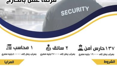 وزير العمل يُعلن عن 140 فرصة عمل بشركة للخدمات الأمنية بالخارج