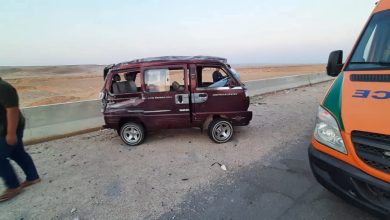 إصابة 5 أشخاص في حادث انقلاب سيارة بطريق القاهرة – الفيوم الصحراوي